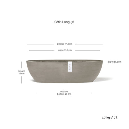 Kukkaruukku - Ecopots - Kukkaruukku Sofia pitkä 56cm taupe - Ecopots - Uuden aikakauden kukkaruukku kierrätysmateriaalista