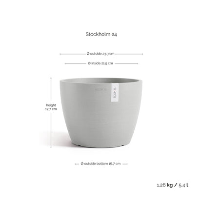 Kukkaruukku - Ecopots - Kukkaruukku Tukholma 24cm valkoharmaa - Ecopots - Uuden aikakauden kukkaruukku kierrätysmateriaalista