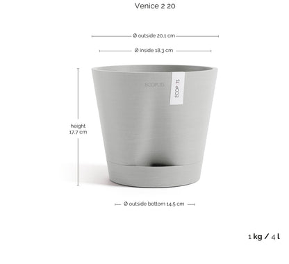 Kukkaruukku - Ecopots - Kukkaruukku Venetsia 2.0 20cm valkoharmaa - Ecopots - Uuden aikakauden kukkaruukku kierrätysmateriaalista