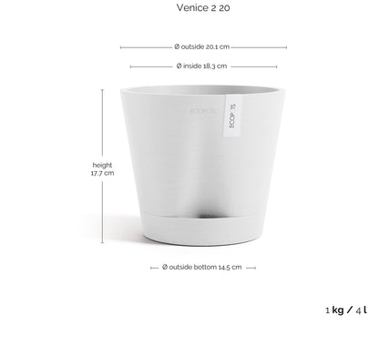 Kukkaruukku - Ecopots - Kukkaruukku Venetsia 2.0 20cm valkoinen - Ecopots - Uuden aikakauden kukkaruukku kierrätysmateriaalista