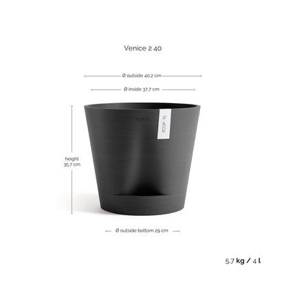 Kukkaruukku - Ecopots - Kukkaruukku Venetsia 2.0 40cm tummanharmaa - Ecopots - Uuden aikakauden kukkaruukku kierrätysmateriaalista
