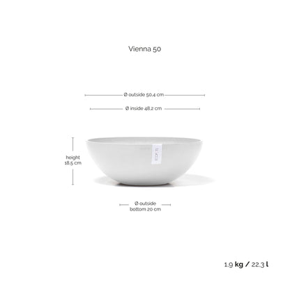 Kukkaruukku - Ecopots - Kukkaruukku Vienna 50cm valkoinen - Ecopots - Uuden aikakauden kukkaruukku kierrätysmateriaalista