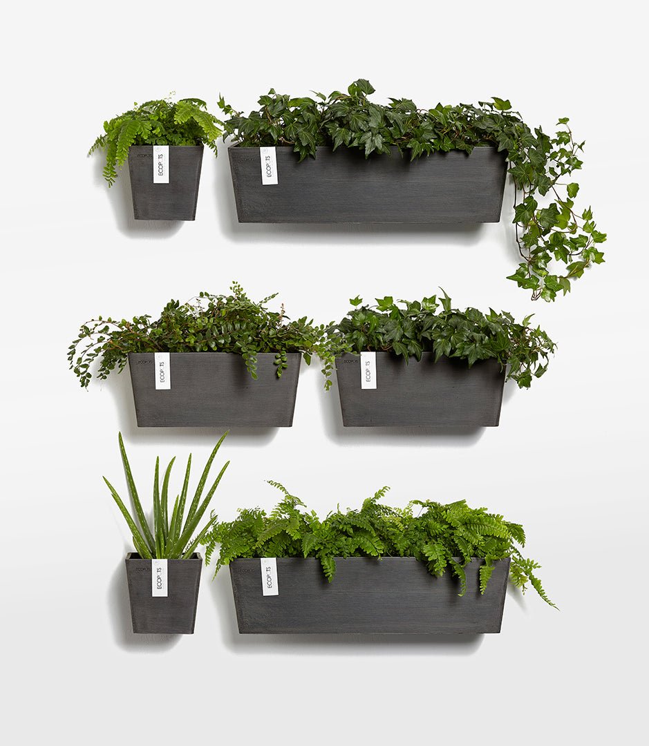 Kukkaruukku - Ecopots - Manhattan seinä 35cm tummanharmaa - Ecopotskauppa - Uuden aikakauden kukkaruukku
