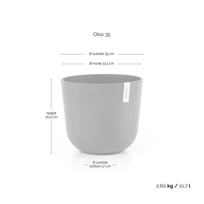 Kukkaruukku - Ecopots - Oslo 35cm harmaa - Ecopotskauppa - Uuden aikakauden kukkaruukku