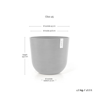 Kukkaruukku - Ecopots - Oslo 45cm harmaa - Ecopotskauppa - Uuden aikakauden kukkaruukku