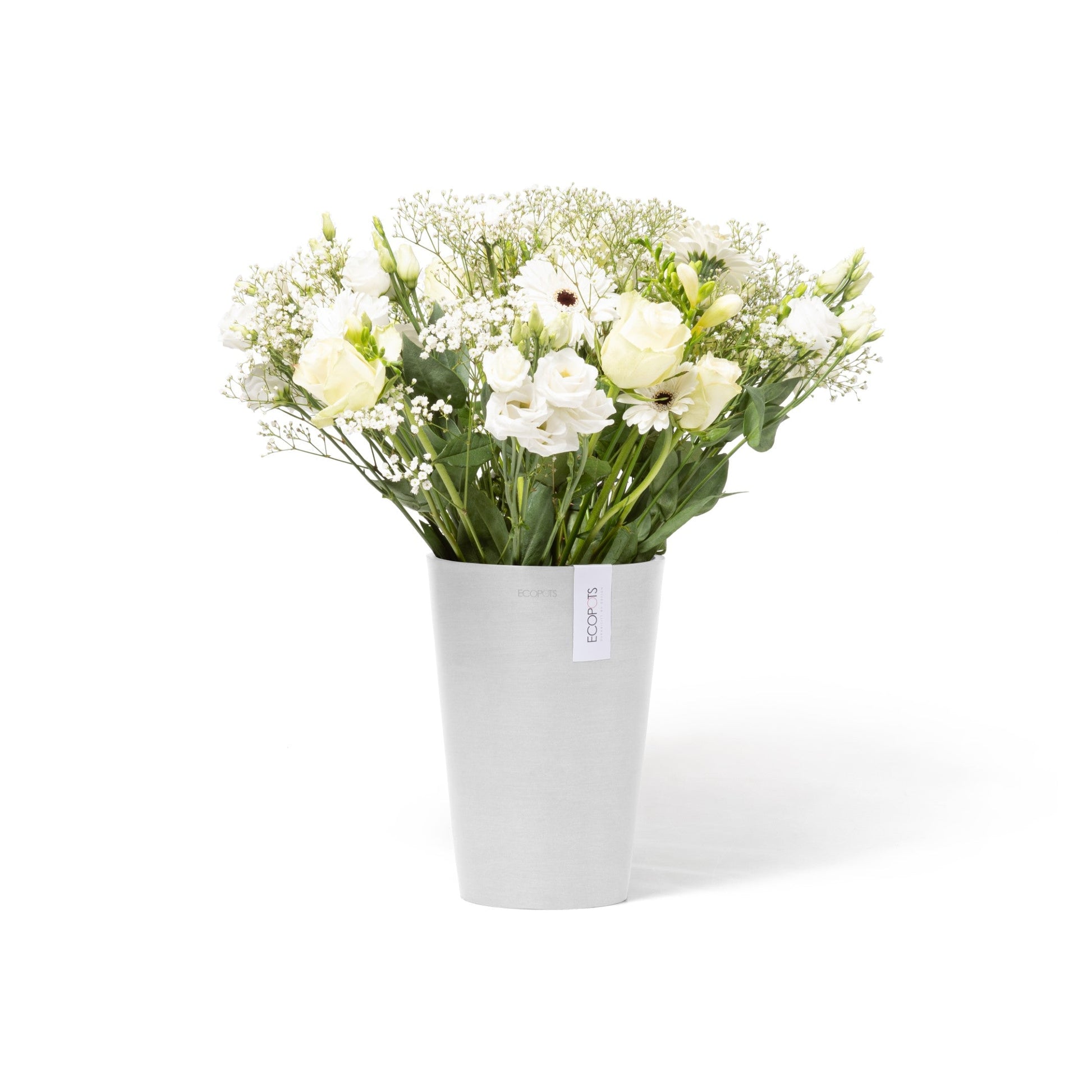 Kukkaruukku - Ecopots - Pisa 21cm puhdas valkoinen - Ecopotskauppa - Uuden aikakauden kukkaruukku
