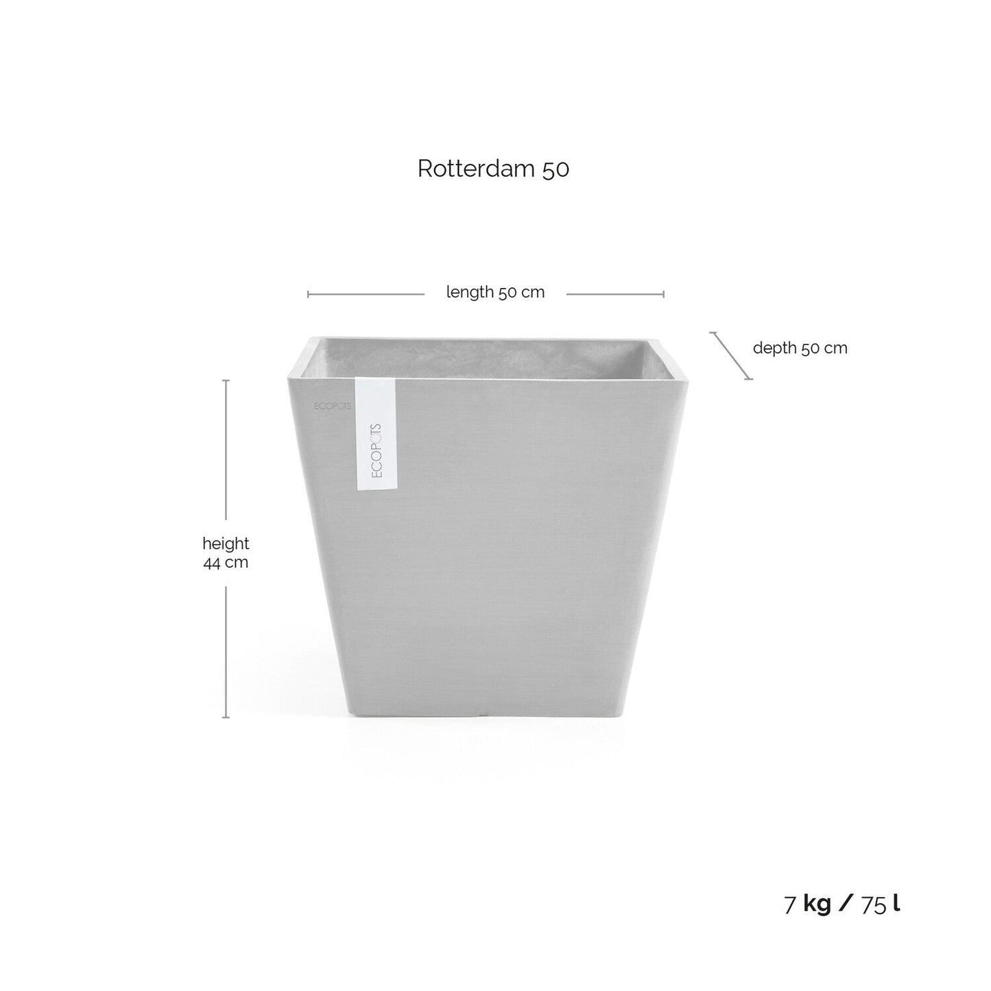 Kukkaruukku - Ecopots - Rotterdam 50cm tummanharmaa - Ecopotskauppa - Uuden aikakauden kukkaruukku