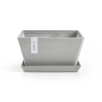 Kukkaruukku - Ecopots - Rotterdam aluslautanen 40cm valkoharmaa - Ecopotskauppa - Uuden aikakauden kukkaruukku