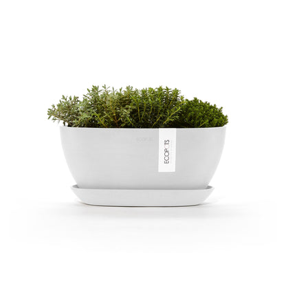 Kukkaruukku - Ecopots - Sofia 30cm valkoinen & aluslautanen - Ecopotskauppa - Uuden aikakauden kukkaruukku