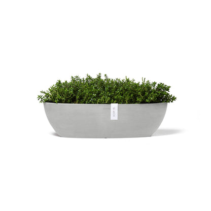 Kukkaruukku - Ecopots - Sofia pitkä 56cm valkoharmaa - Ecopotskauppa - Uuden aikakauden kukkaruukku