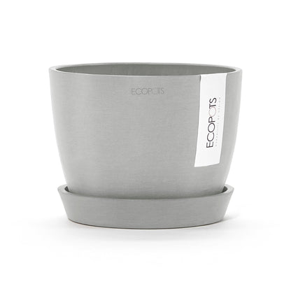 Kukkaruukku - Ecopots - Tukholma aluslautanen 15cm valkoharmaa - Ecopotskauppa - Uuden aikakauden kukkaruukku